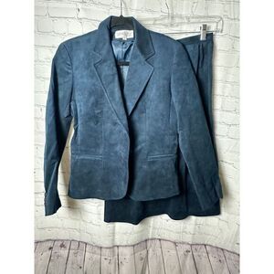 Ultrasuede Navy Blue Jacket and skirt set -‎ Classic Elegant Outerwear